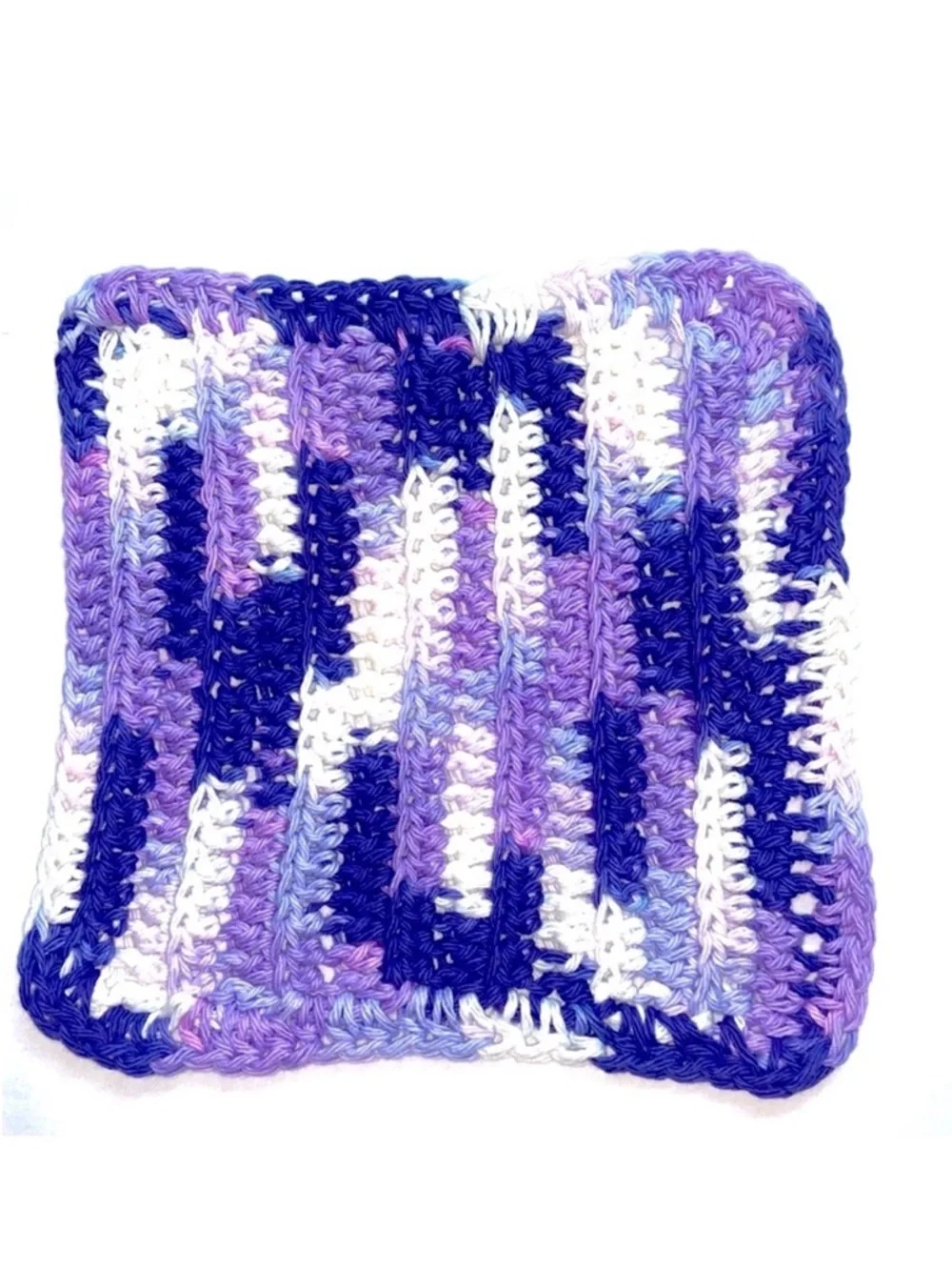 HAND CRAFTED Two Crocheted Colorful All Purpose 100% Cotton Wash or Dish Cloths